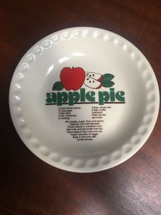 Mount Clemens Pottery Apple Pie Recipe Pie Plate Dish