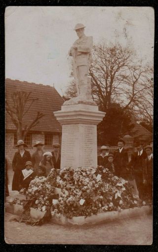 1920 Somerton Ww1 War Memorial People Flowers Real Photo Postcard Somerset