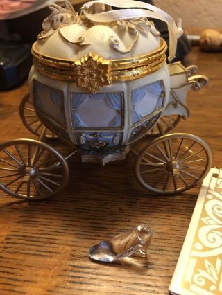 Roman Cinderella Hinged Box Ornament - W/ Glass Slipper - Very Hard To Find