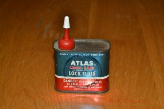 Vintage Tin 4 Oz.  Atlas Lock Fluid Handy Oiler