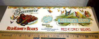 Vintage Label,  1900s Butterfly Brand Red Kidney Beans Can Label