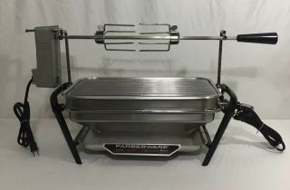 Vtg Farberware Mod 450a Electric Open Hearth Broiler & Rotisserie Indoor Grill