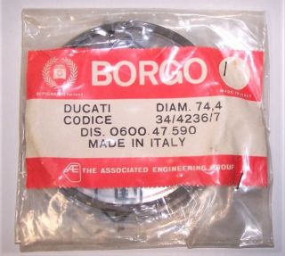 Ducati Borgo Piston Rings Vintage Nos Made In Italy 74.  4mm