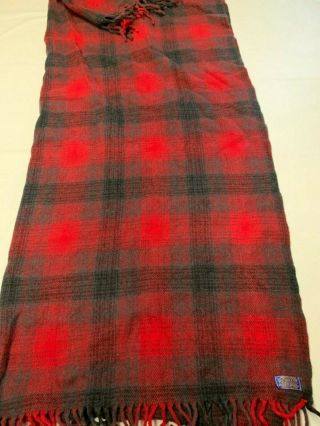 Pendleton Red Plaid Vintage Virgin Wool Throw Blanket Sz 70x55
