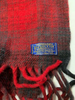 PENDLETON Red Plaid Vintage Virgin Wool Throw Blanket Sz 70X55 2