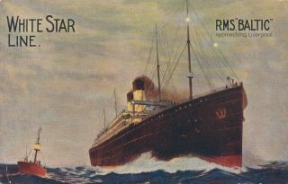 White Star Line R.  M.  S.  Baltic Approaching Liverpool - 1911