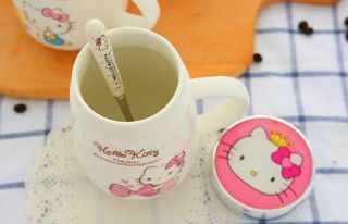 Hello Kitty Cute Ceramic Cup Hot Tea Milk Coffee Mug c/w Spoon & Coasters 500ML 2