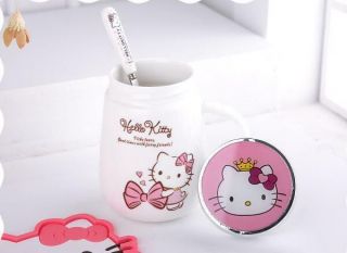 Hello Kitty Cute Ceramic Cup Hot Tea Milk Coffee Mug c/w Spoon & Coasters 500ML 3