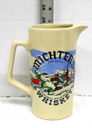 Michters Pot Still Sour Mash Whiskey Water Pitcher Pub Jug Cream Colored Tall