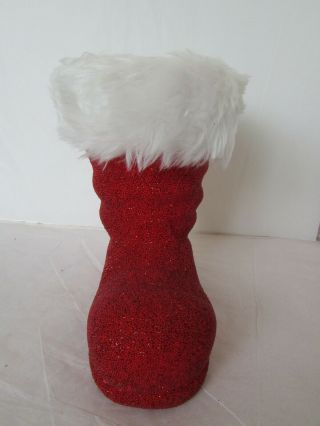 Ino Schaller Large Red Beaded Fur Trim Santa Claus Boot Candy Container Plastic 2