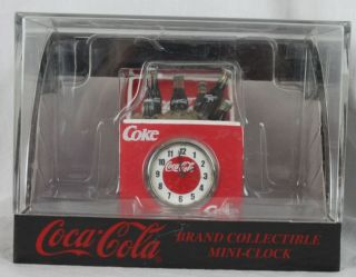 Coca Cola Coke Mini Clock Bottles In Cooler In Acrylic Box 1999 Desktop Disc