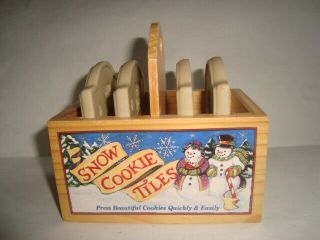 Brown Bag 4 Cookie Stamping Tiles Stoneware Christmas Holiday Cookie Press
