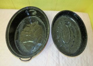 Vtg Nos Enamel Granite Ware Roaster Roasting Pan 18 