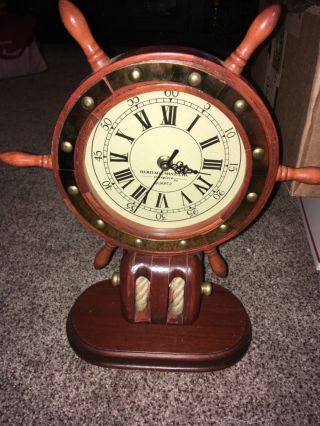 Heritage Quartz Time Piece Captains Wheel Clock