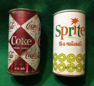Vintage Starburst Sprite & Diamond Coke 1960’s Soda Cans Coca Cola 12oz
