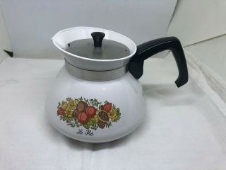 Vintage Corning Ware “spice Of Life” Le The 6 Cup Teapot P - 104 With Metal Lid