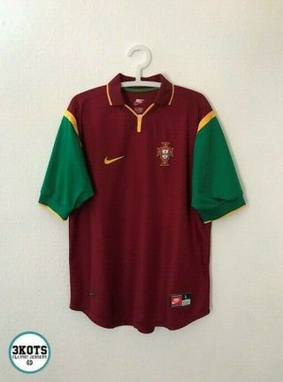 Portugal 1998/00 Home National Mens Football Shirt L Nike Vintage Soccer Jersey