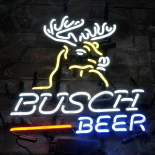 Neon Light " Busch Beer " Bar Deer Sign Vintage Boutique Workshop Home Wall Decor