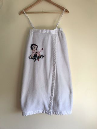 Betty Boop Cover Up Wrap Around Wearable Towel White Adjustable Straps