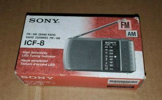 Sony Icf - 8 Am Fm Pocket Radio In The Box
