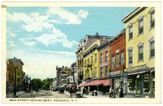 Peekskill Ny - Main Street Looking West - Postcard