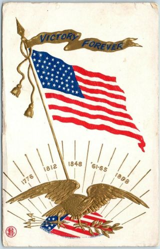 Vintage Spanish American War Patriotic Postcard " Victory Forever " C1900