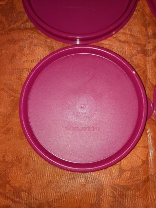 4 Tupperware Round 4 1/2 Replacement Lids Tab Red 5227 2