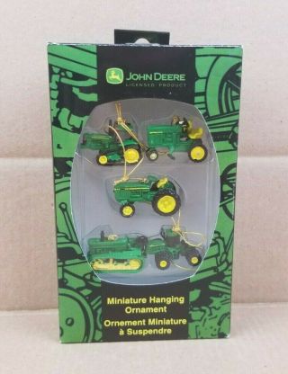 John Deere 5 Pack Miniature Hanging Ornaments Tractors Christmas Tree Enesco