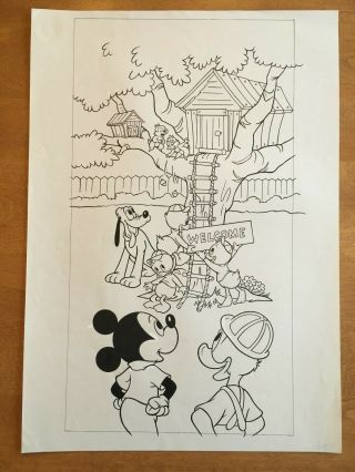 Mickey Mouse & Donald Duck - Orig Production Book Art Drawing (walt Disney 1991)