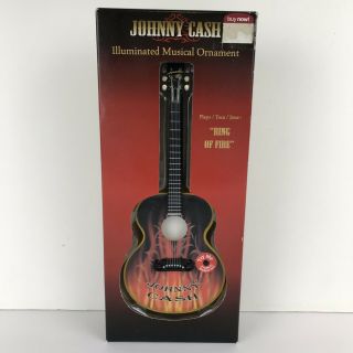 Johnny Cash Illuminated Guitar Musical Ornament Plays Ring Of Fire