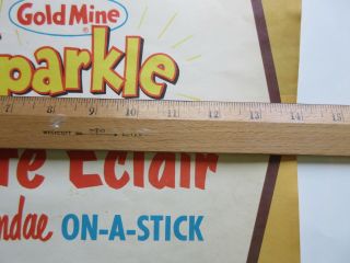 GOLD MINE SPARKLE CHOCOLATE ECLAIR ICE CREAM SIGN VINTAGE advertising 1960 ' s 3