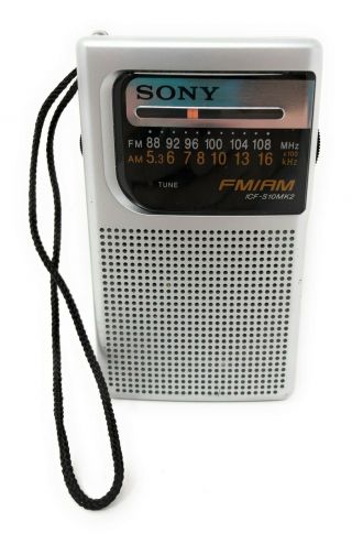 Vintage Silver Sony Icf S10mk2 Am Fm Hand Held Pocket Radio Transistor Radio