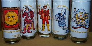 Complete Set Of 5 Burger King 1979 Collectors Series Glasses