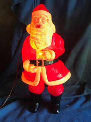 Vintage 1950s Hard Plastic Light Up Santa Claus Blow Mold Figure Vg