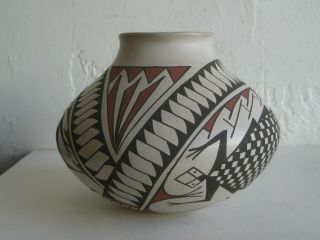 Vtg Mata Ortiz Olla Art Pottery Geometric Design By Hery Mora Polychrome Pot