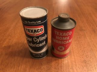 2 Vintage Texaco Home Lubricant Can 3 Oz Nos Full And 4 Oz Can Upper Cylinder