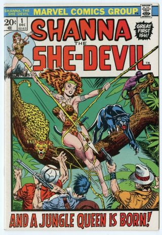 Shanna The She - Devil 1 Vf/nm 9.  0 White Pages Marvel 1972