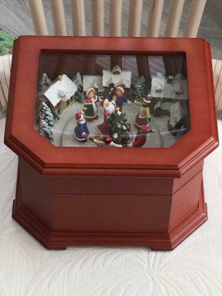 Wooden Music Box By Roman,  Inc.  Plays " We Wish You A Merry Christmas "