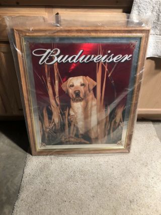 Budweiser Hunting Dog Mirror,  Yellow Labrador,  Vintage & Very Rare Lab,  29x34