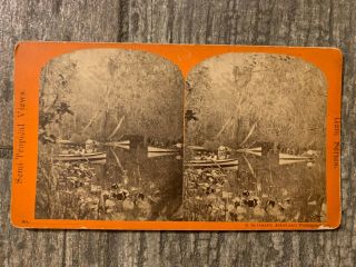 Florida Stereoview Lake View W/ Boats Jacksonville 1870s