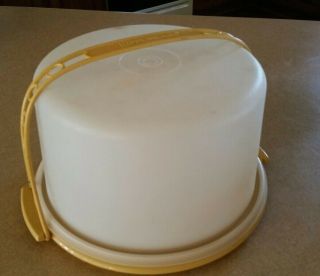 Tupperware Tall Harvest Gold Cake Saver/taker/carrier W/handle 684 - 3 Pc