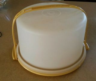 Tupperware Tall Harvest Gold Cake Saver/Taker/Carrier w/Handle 684 - 3 Pc 2