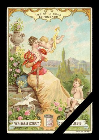 French Victorian Trade Card: Liebig - Les Cinq Sens - (the Five Senses)