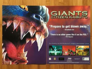 Giants: Citizen Kabuto Playstation 2 Ps2 Pc 2001 Poster Ad Art Print Promo Rare