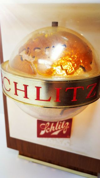 Schlitz Beer Sign Motion Spinning Globe Wall Sconce Light Bar Lighted Exc,