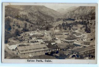 View Of Estes Park,  Colorado; Real Photo Postcard Rppc Town C.  1925