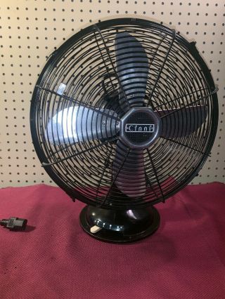 Vintage Cinni 14 " Black Metal Oscillating Electric Table Fan Great 3 Speed