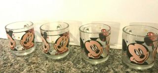 Set Of 4 Mickey And Minnie Mouse Vintage Glass Coffee Cup Made In Usa