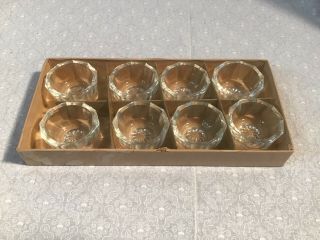 Vintage Set Of (8) Clear Glass Salt Cellar Dip Bowls W/star Pattern On Bottom