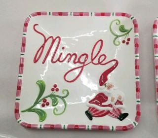 Fitz And Floyd Classics Mingle,  Jingle,  Be Merry Holiday Plate Set 2
